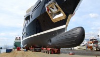 The motor yacht NUMPTIA launching by Rossi Navi